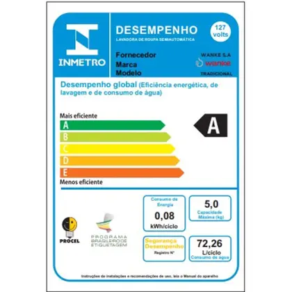 Lavadora Wanke Tradicional 0,5Kg Escura