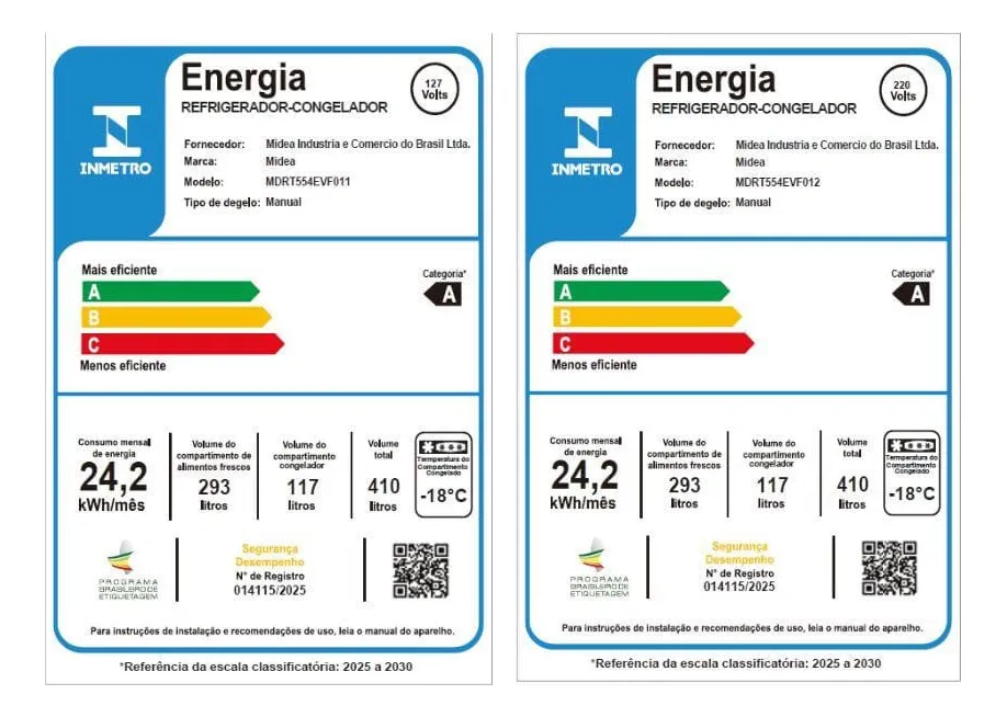 Refrigerador Midea 410L Defrost Inverter Branca