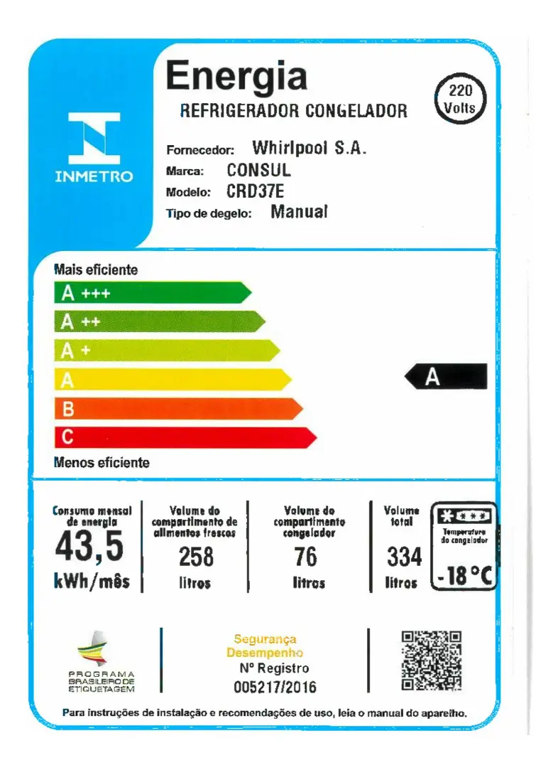 Refrigerador Consul CRD37 Biplex 334L Branca