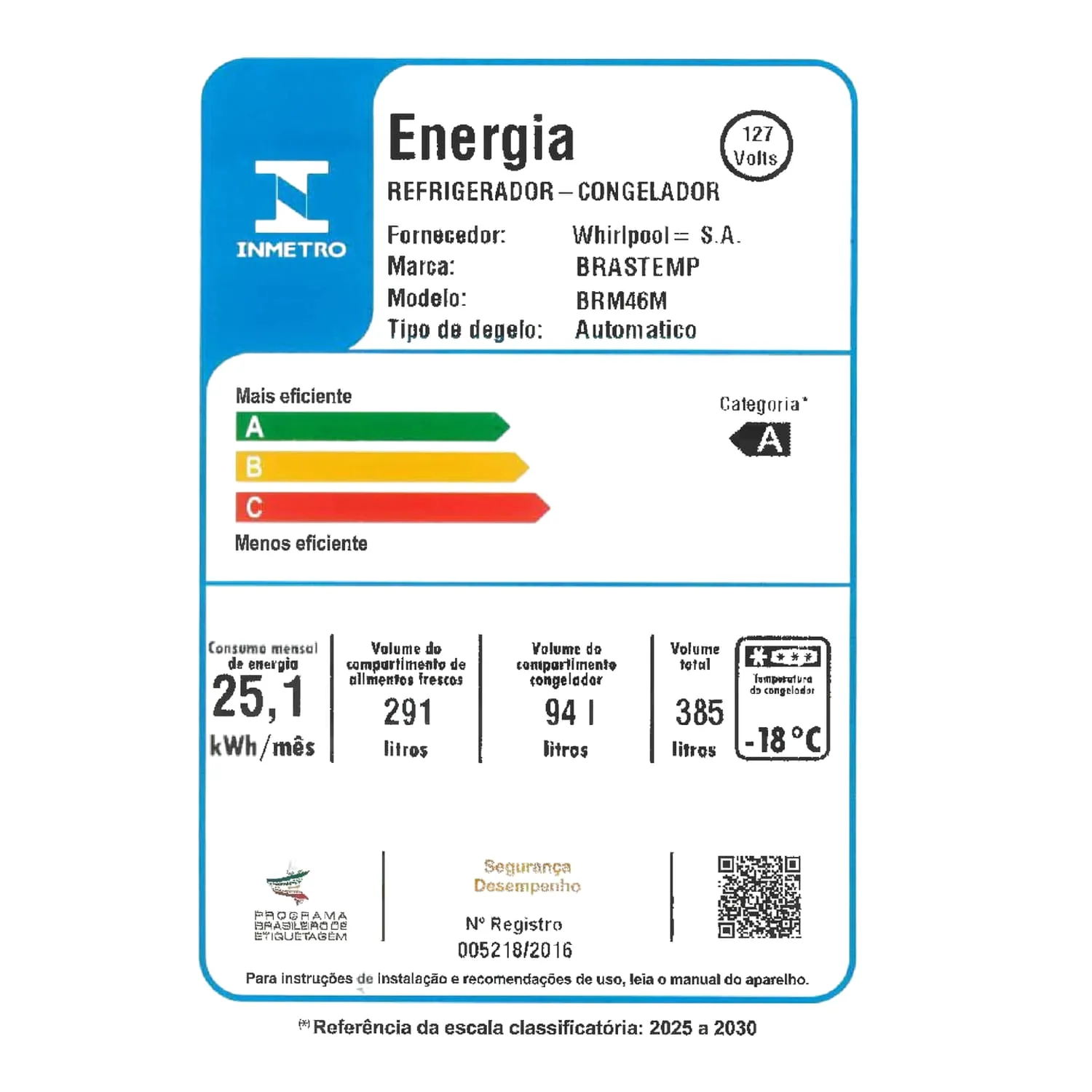 Refrigerador Brastemp 385L Frost Free Branca