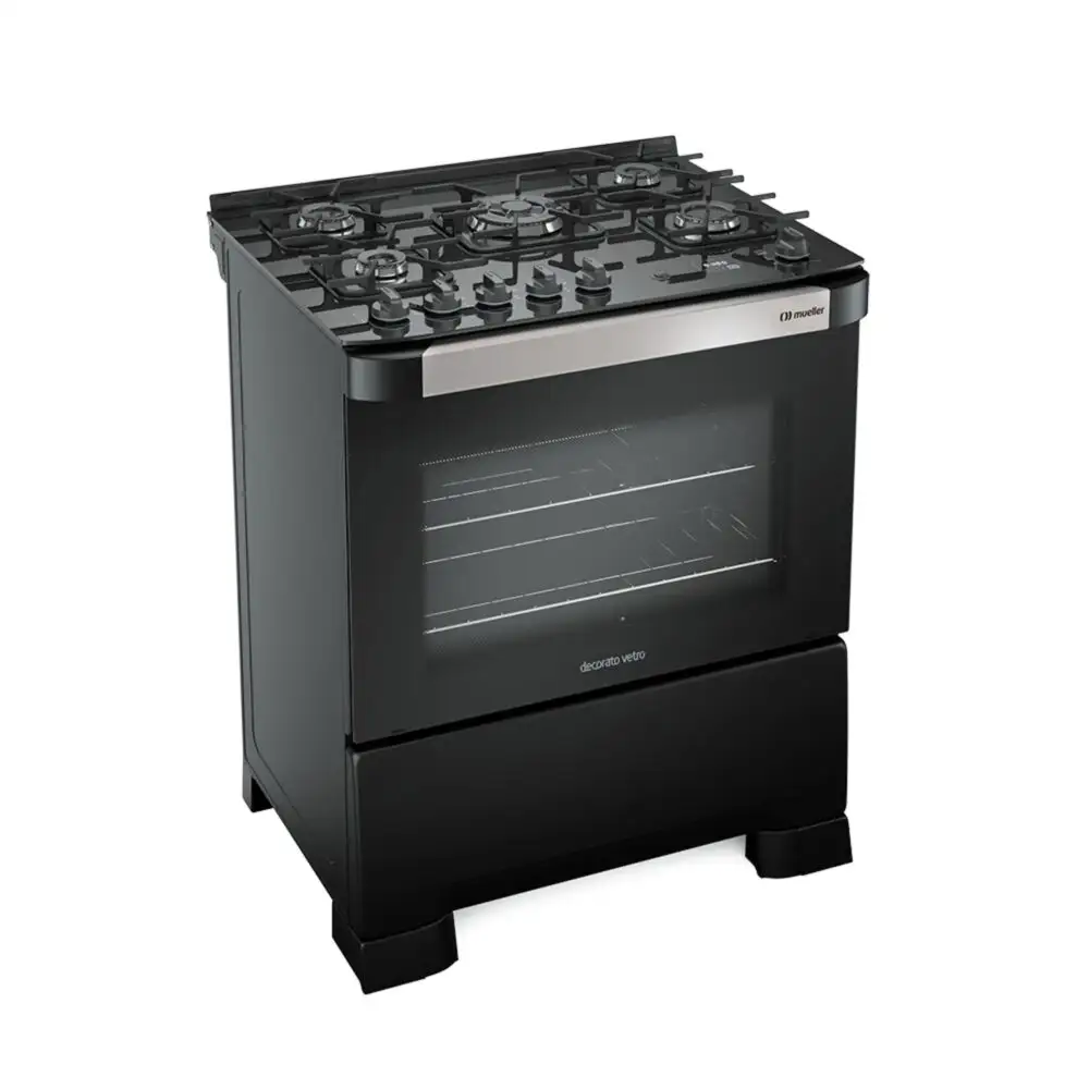 Fogão Mueller 05 BC Decorato Vetro Preto