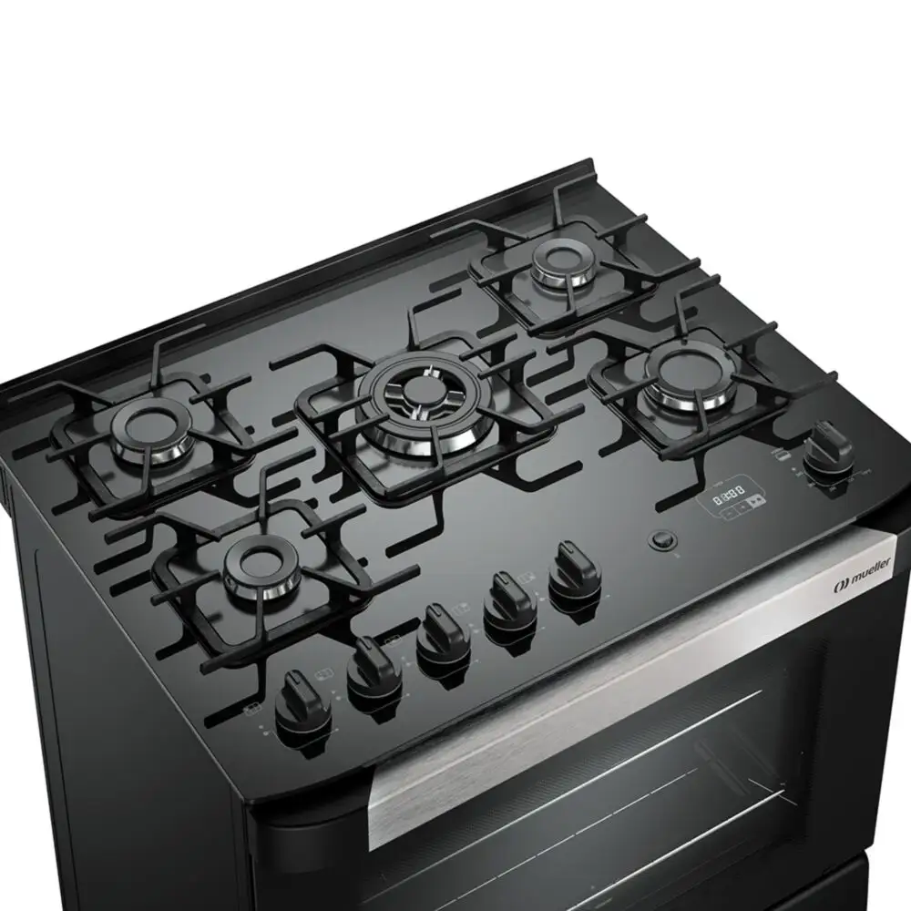 Fogão Mueller 05 BC Decorato Vetro Preto