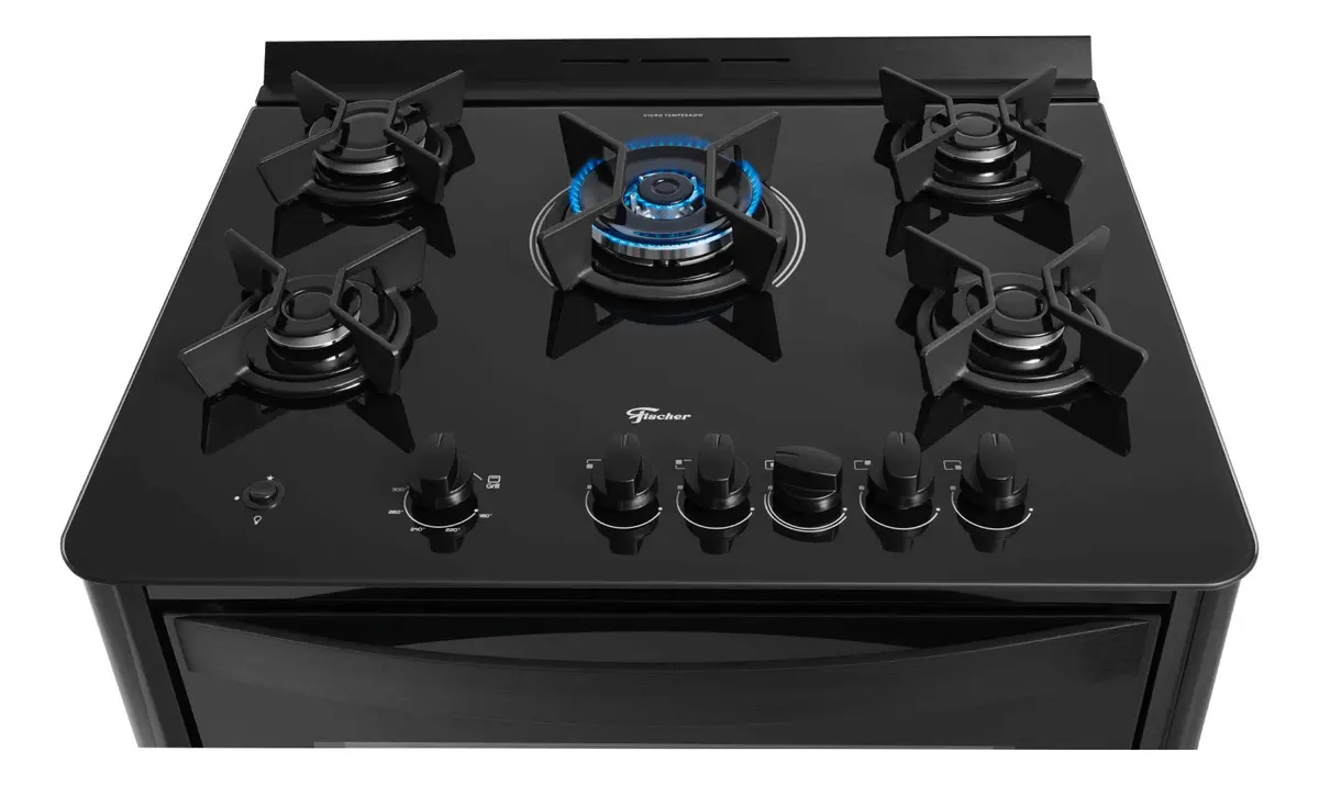 Fogão Fischer 05 BC TC C/ GRILL Preto