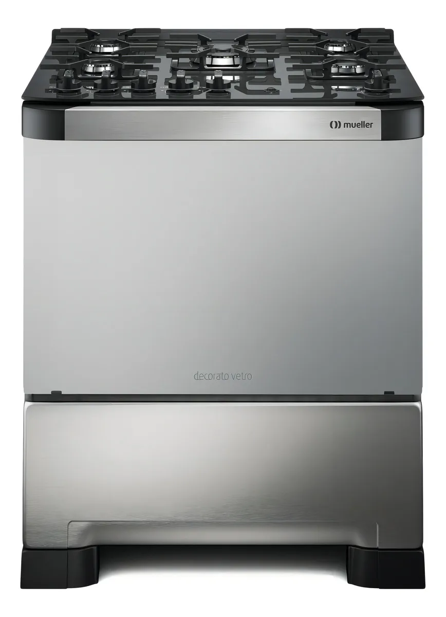 Fogão Mueller 05 BC Decorato Vetro Inox