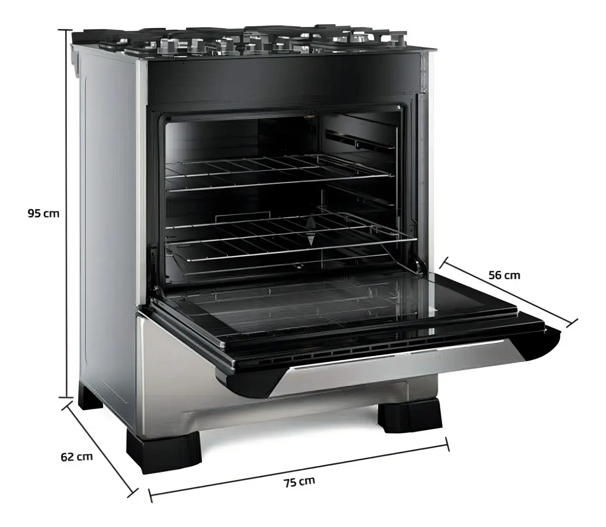 Fogão Mueller 05 BC Decorato Vetro Inox