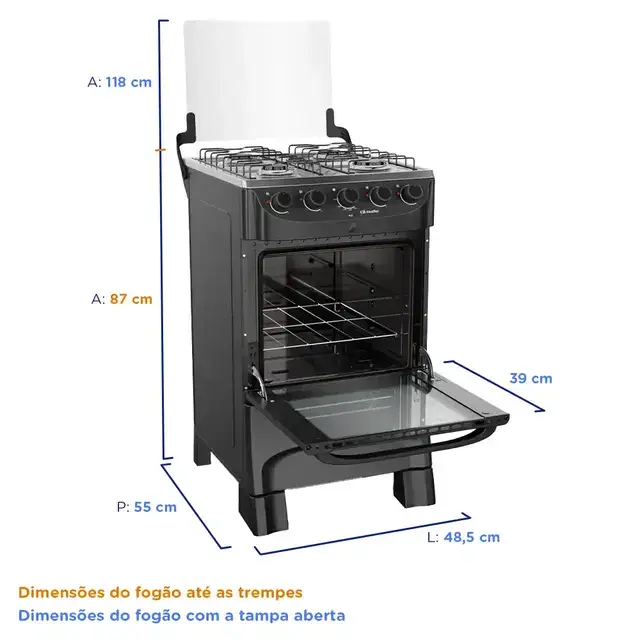 Fogão Mueller 04 BC MFI4BB Preto